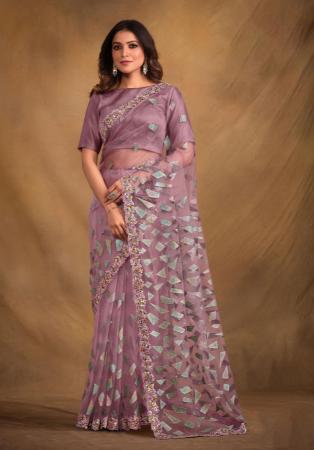 Picture of Bewitching Georgette & Net & Satin Grey Saree