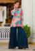 Picture of Satin Medium Turquoise Readymade Salwar Kameez