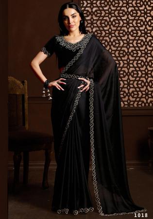 Picture of Ideal Chiffon & Satin Black Saree