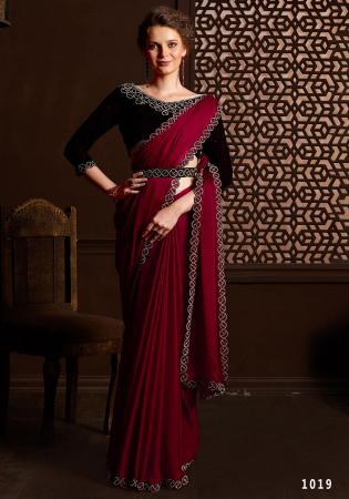 Picture of Ideal Chiffon & Satin Maroon Saree