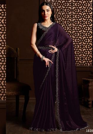 Picture of Exquisite Chiffon & Satin Purple Saree