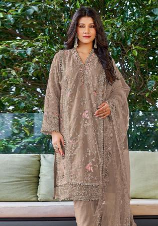 Picture of Ravishing Georgette Beige Straight Cut Salwar Kameez