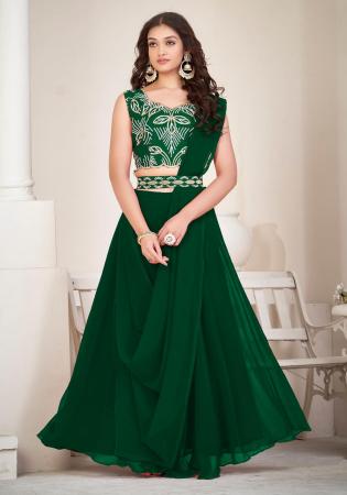 Picture of Fascinating Georgette Dark Green Lehenga Choli