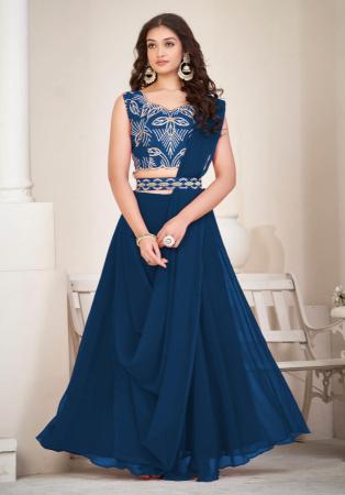 Picture of Good Looking Georgette Midnight Blue Lehenga Choli