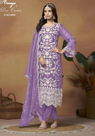 Picture of Fine Organza Grey Straight Cut Salwar Kameez