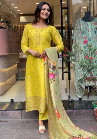 Picture of Delightful Chiffon Golden Rod Readymade Salwar Kameez