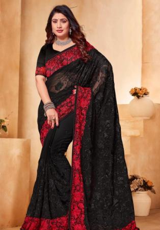 Picture of Alluring Georgette Black Saree