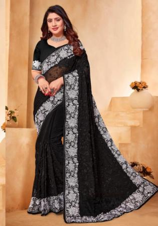 Picture of Good Looking Georgette Black Saree