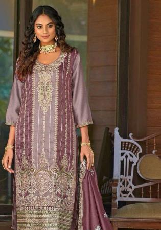 Picture of Excellent Chiffon Dim Gray Straight Cut Salwar Kameez