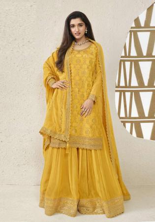 Picture of Chiffon Sandy Brown Straight Cut Salwar Kameez