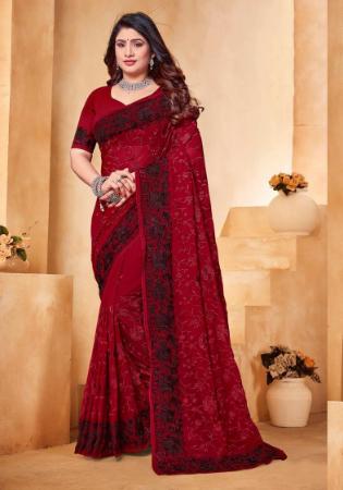 Picture of Pleasing Georgette Maroon Saree