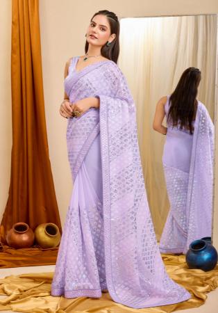 Picture of Lovely Georgette Light Steel Blue Saree