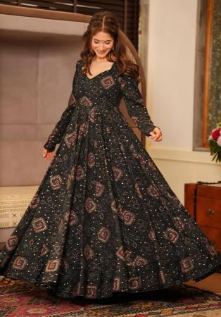 Picture of Lovely Rayon Black Readymade Gown