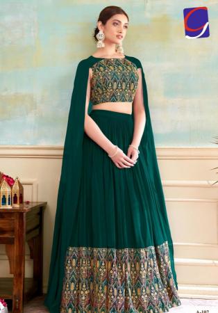 Picture of Graceful Georgette Dark Green Readymade Lehenga Choli