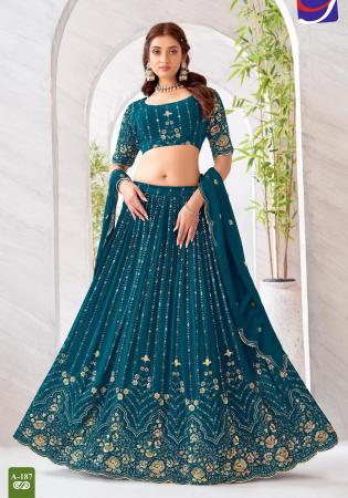 Picture of Resplendent Georgette Teal Readymade Lehenga Choli