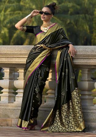 Picture of Beauteous Silk Black Saree