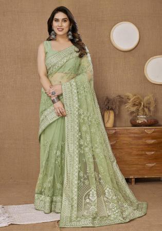 Picture of Exquisite Net Dark Sea Green Saree