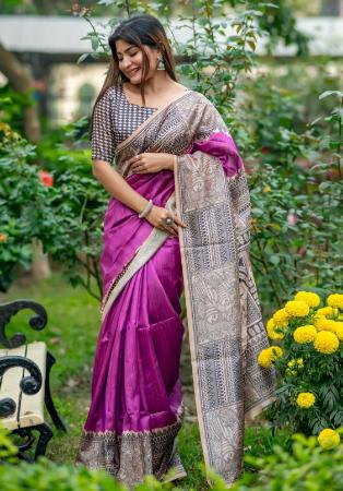 Picture of Pretty Silk Plum Saree