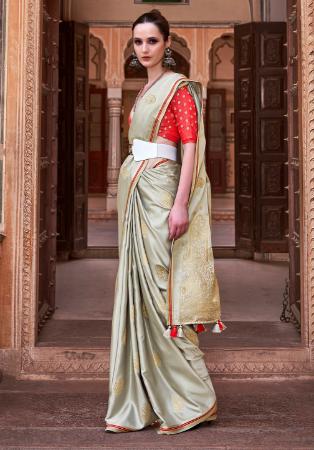 Picture of Sublime Satin & Silk Dark Grey Saree