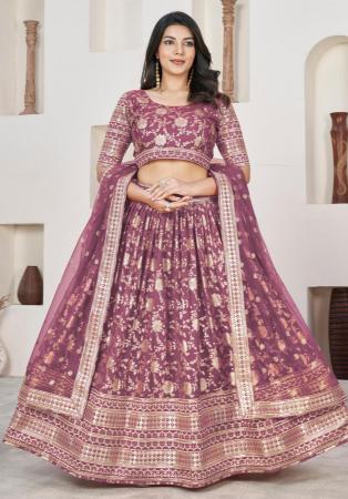 Picture of Pleasing Silk Rosy Brown Lehenga Choli