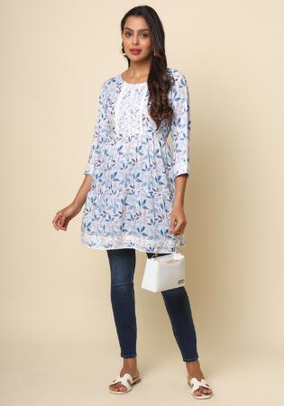 Picture of Classy Cotton Light Steel Blue Kurtis & Tunic