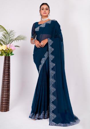 Picture of Admirable Silk Navy Blue Saree