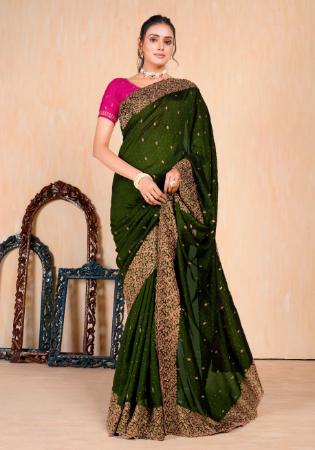 Picture of Nice Georgette Dark Green Saree