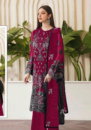 Picture of Charming Georgette Maroon Straight Cut Salwar Kameez