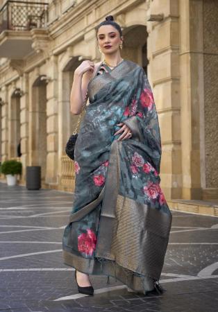 Picture of Stunning Brasso Cadet Blue Saree