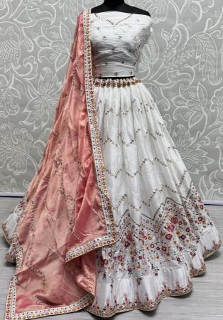 Picture of Stunning Silk White Lehenga Choli