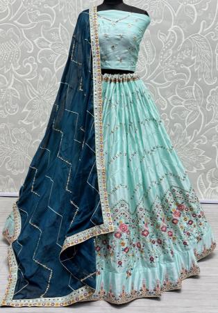 Picture of Radiant Silk Light Steel Blue Lehenga Choli