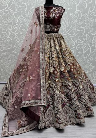 Picture of Alluring Chiffon Maroon Lehenga Choli