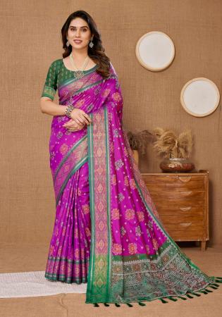 Picture of Elegant Silk Fuchsia Saree