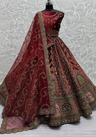 Picture of Wonderful Chiffon Maroon Lehenga Choli