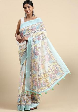 Picture of Lovely Linen Light Steel Blue Saree