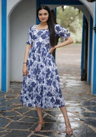 Picture of Graceful Georgette Dark Slate Blue Kurtis & Tunic