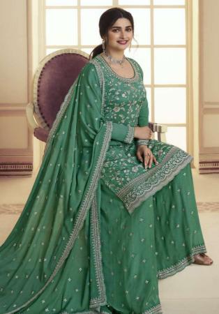 Picture of Chiffon Cadet Blue Straight Cut Salwar Kameez