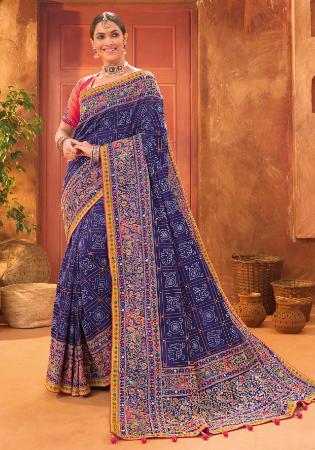 Picture of Radiant Silk Dark Slate Blue Saree