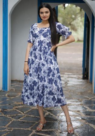 Picture of Sublime Georgette Light Steel Blue Kurtis & Tunic