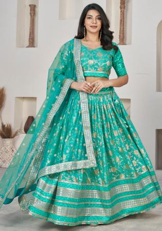 Picture of Alluring Georgette Dark Cyan & Lehenga Choli