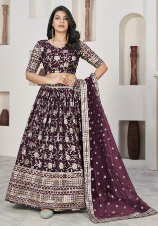 Picture of Magnificent Georgette Dark Olive Green Lehenga Choli