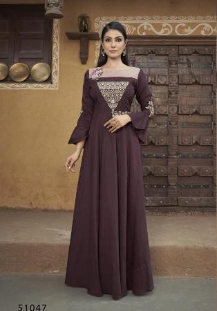 Picture of Excellent Georgette Dark Olive Green Readymade Gown