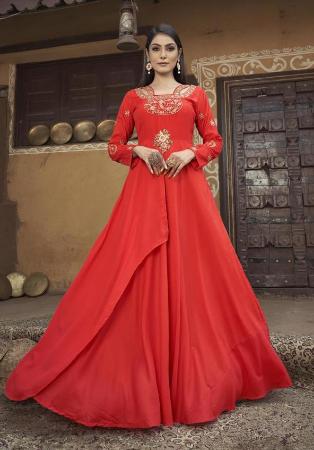 Picture of Wonderful Chiffon Crimson Readymade Gown