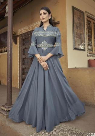 Picture of Wonderful Chiffon Slate Grey Readymade Gown