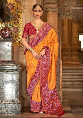 Picture of Grand Silk Dark Orange Saree