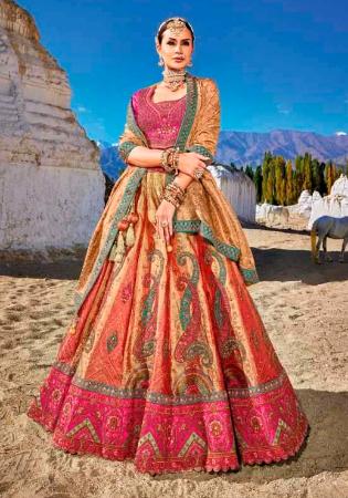 Picture of Magnificent Silk Fire Brick Lehenga Choli