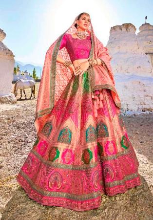 Picture of Resplendent Silk Indian Red Lehenga Choli