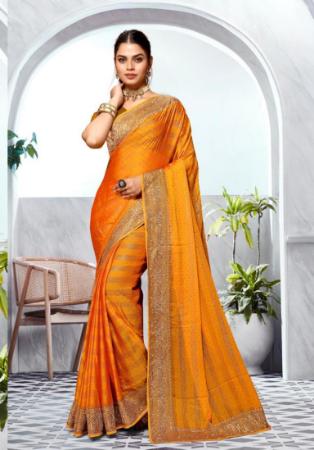 Picture of Pleasing Silk Dark Orange Saree