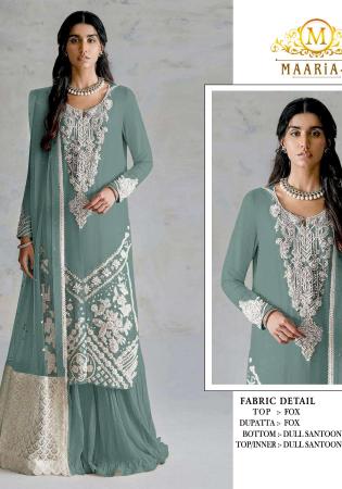 Picture of Georgette Slate Grey Straight Cut Salwar Kameez