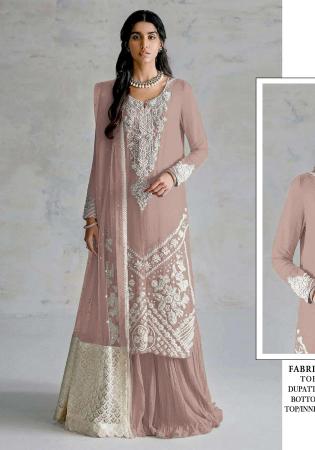 Picture of Georgette Rosy Brown Straight Cut Salwar Kameez